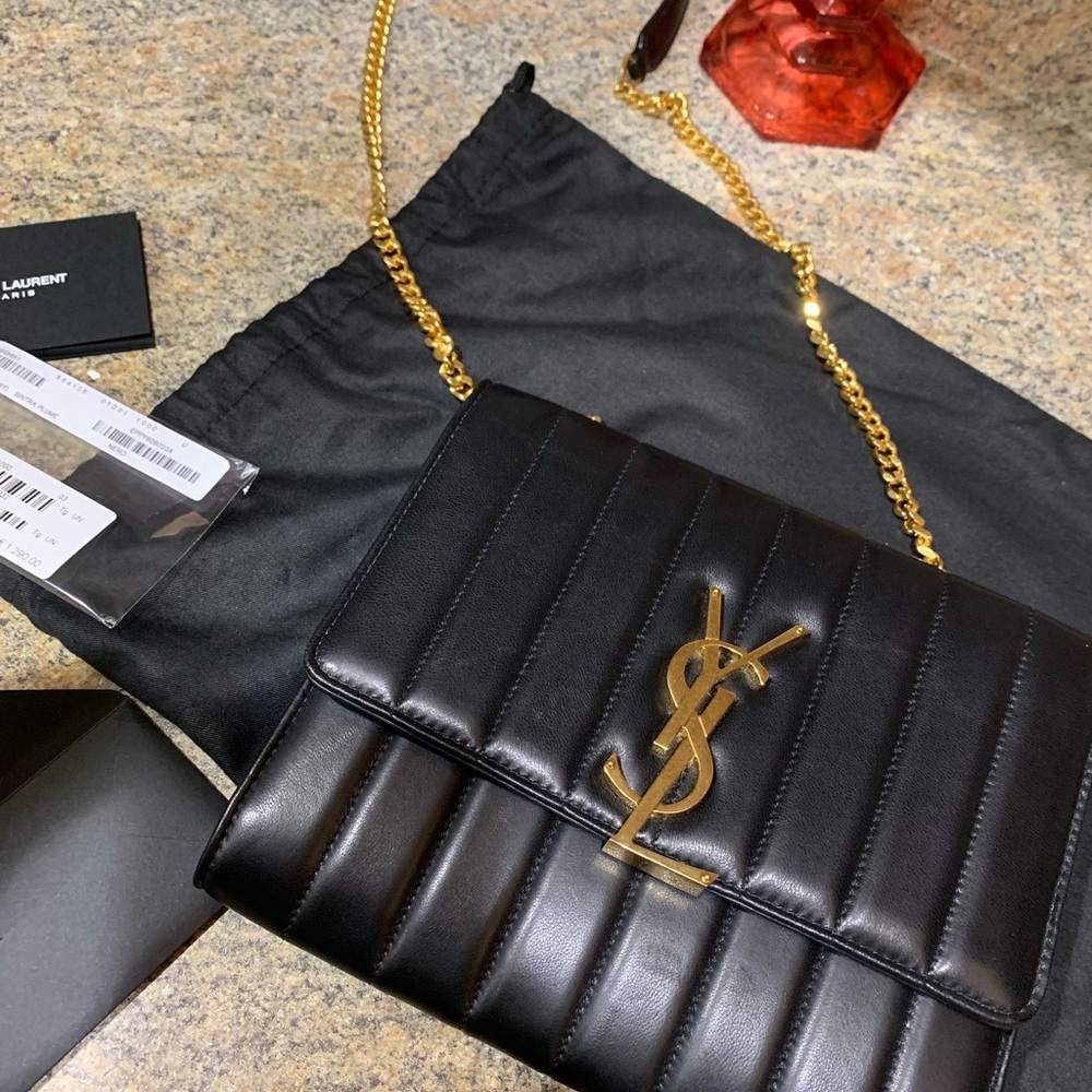 AUTHENTIC YSL VICKY SMALL IN MATELASSÉ  LEATHER